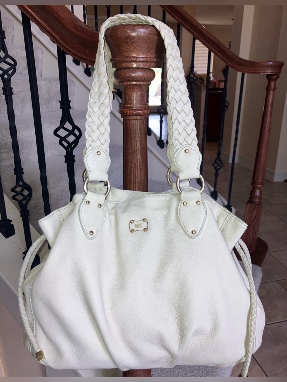 Michael Kors Leather Cream Hobo Bag